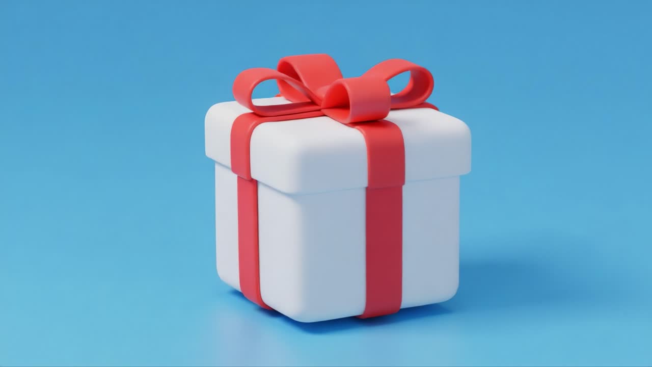 Delightful Gift Box with Red Ribbon: A Captivating 3D Representation Perfect for Celebrations, Presents, and Special Occasions, Bringing Joy and Excitement for Everyone