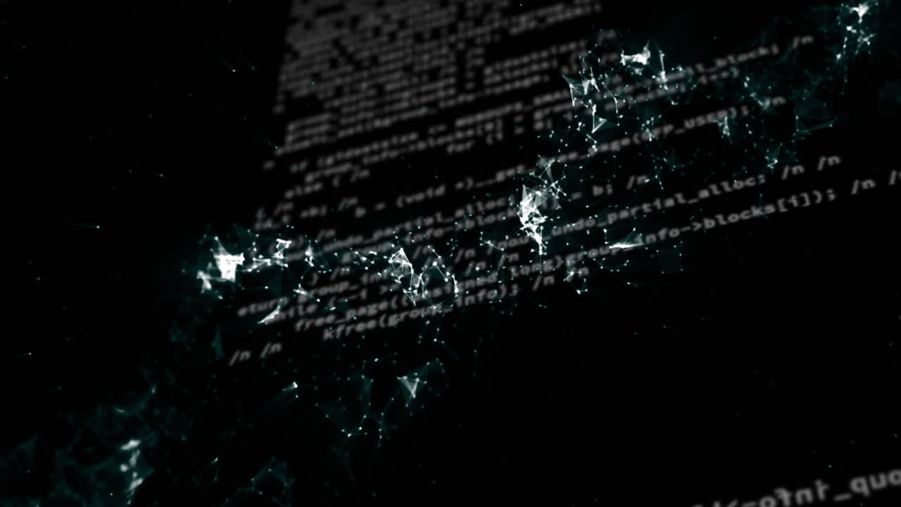 검은 배경에 대한 dna 구조 회전 및 데이터 처리의 디지털 애니메이션