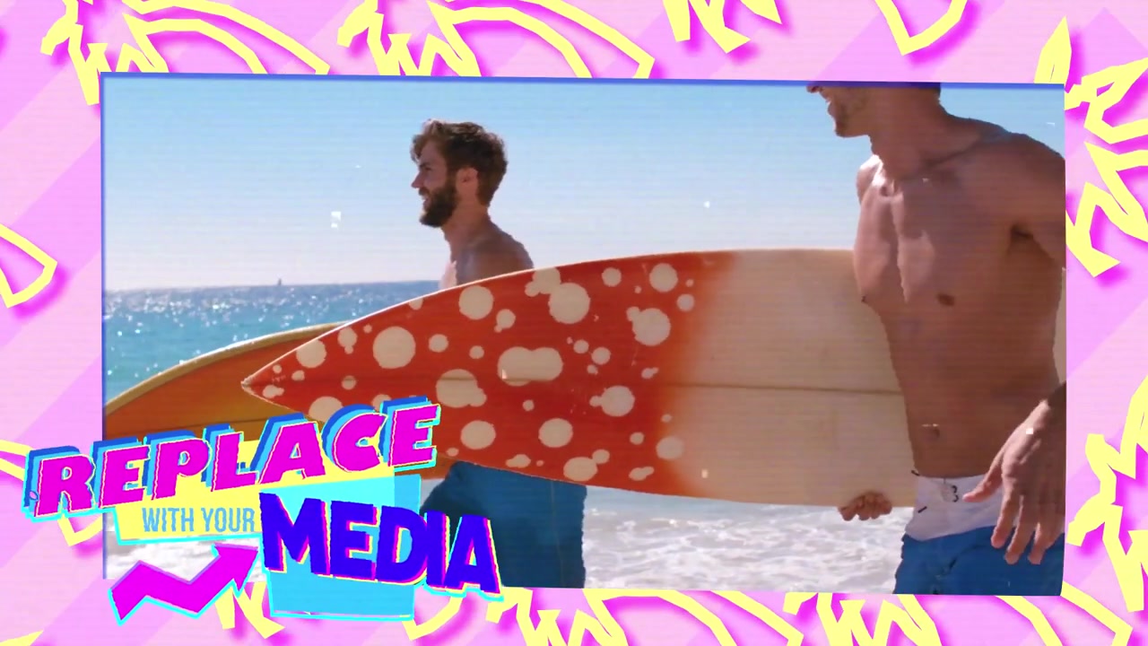 Retro 90s Style Video Template with Surfers