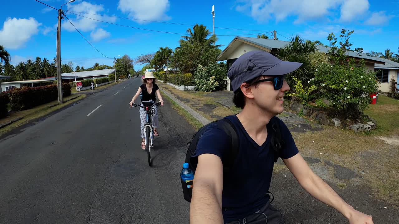 Bicycling around Rarotonga with scenic island views and coastal roads