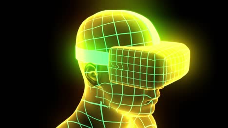 headset de realidad virtual holográfico de animación futurista hmd juego de tecnología de bucle 4k