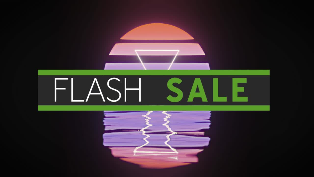 디지털 해가 지는 동안 플래시 판매 텍스트의 애니메이션