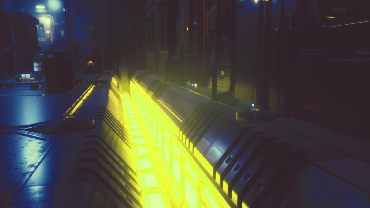 Vibrant neon lights illuminate a futuristic cityscape during the night