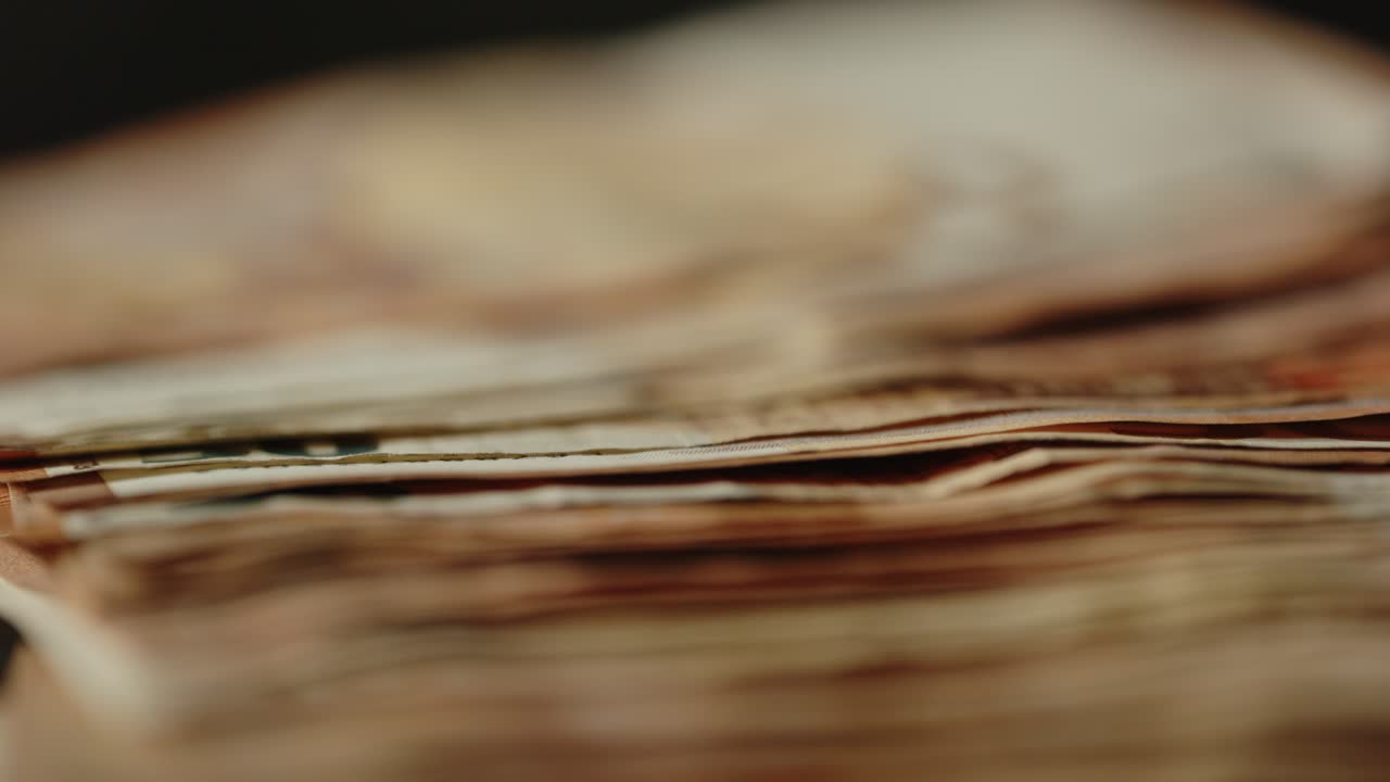Focus rack of a large stack of cash money