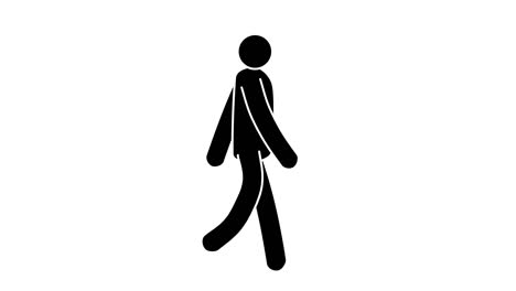 icon man walk cycle. loop animation on transparent background.