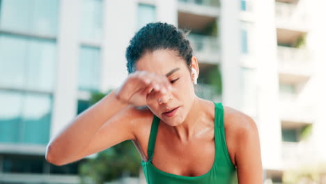 woman taking a break after running