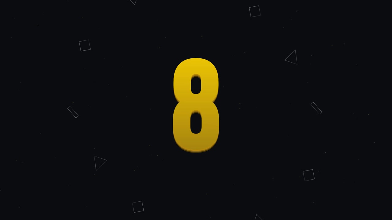 Animated Countdown Timer with Geometric Shapes on Dark Background