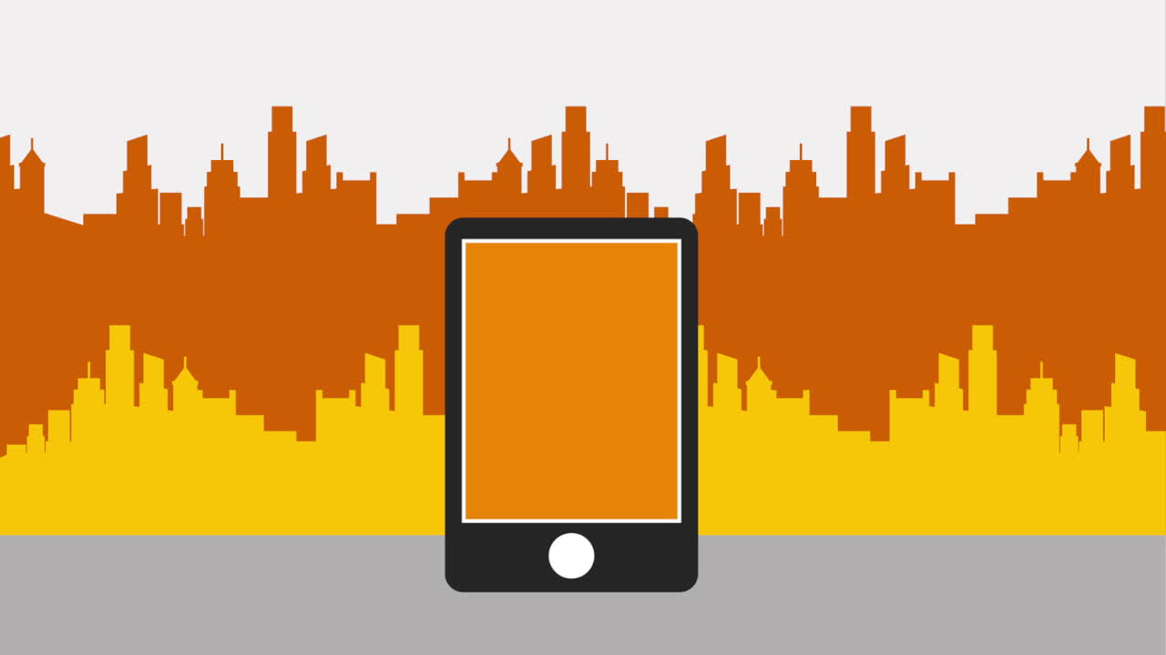 도시 풍경에서 스마트폰