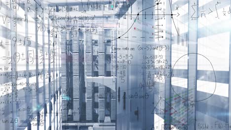 animation of data processing over server room