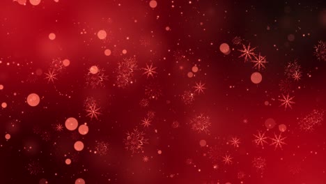 copos de nieve de confeti rojo y luces bokeh en el fondo rojo de bucle 4k 3d.