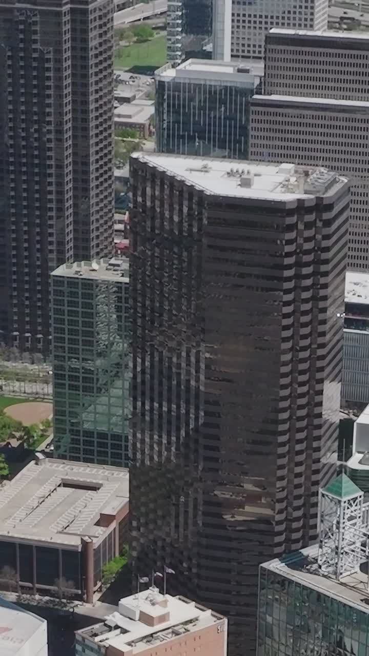 Vista del centro di Dallas, Texas, con edifici e layout della città dall'alto