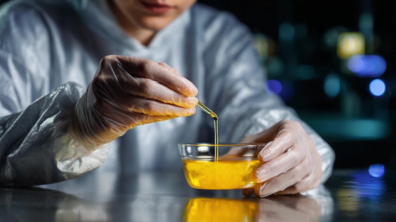 Un'analisi dettagliata delle tecniche di trasferimento di liquidi in un ambiente di laboratorio, con un ricercatore con guanti protettivi che maneggia fluidi viscosi.
