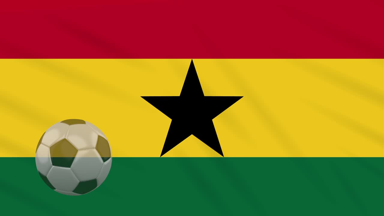 가나 발이 흔들리고 축구공이 회전하고, 루프