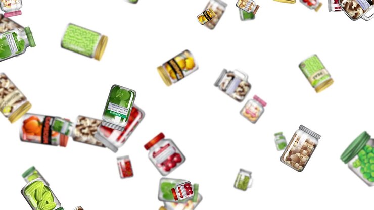 Various cans dropping against changing backgrounds