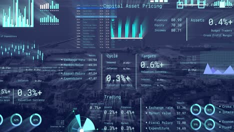 Animation-of-financial-data-processing-over-cityscape