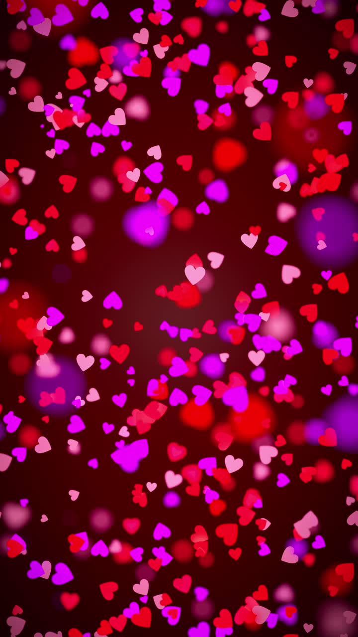 Flying Colorful Hearts Loop Animation. Vertical looped animation ...