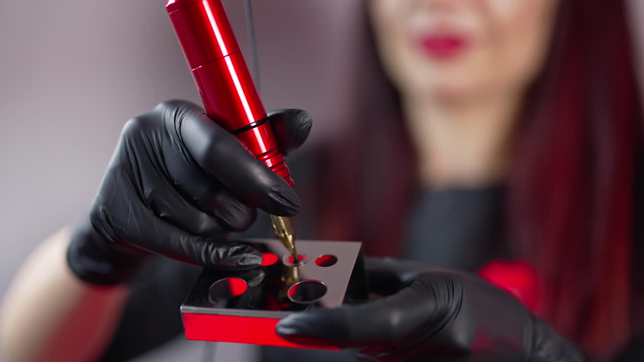 Close up view of beauty equipment in specialist hands. Professional cosmetologist technology.