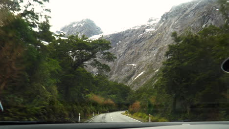 shot while driving through a road in fiordland national park leading to milford sound, new zealand at daytime