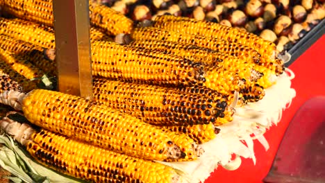 grilled corn for sale in a market stall in istanbul