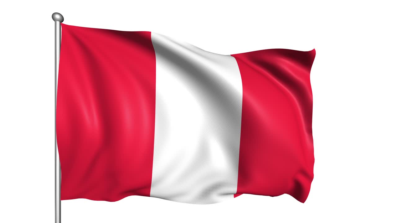 bandera del perú con estructura de tela en el viento (canal alfa, en bucle)