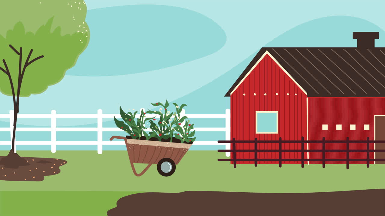 paisaje rural de la granja con escena estable