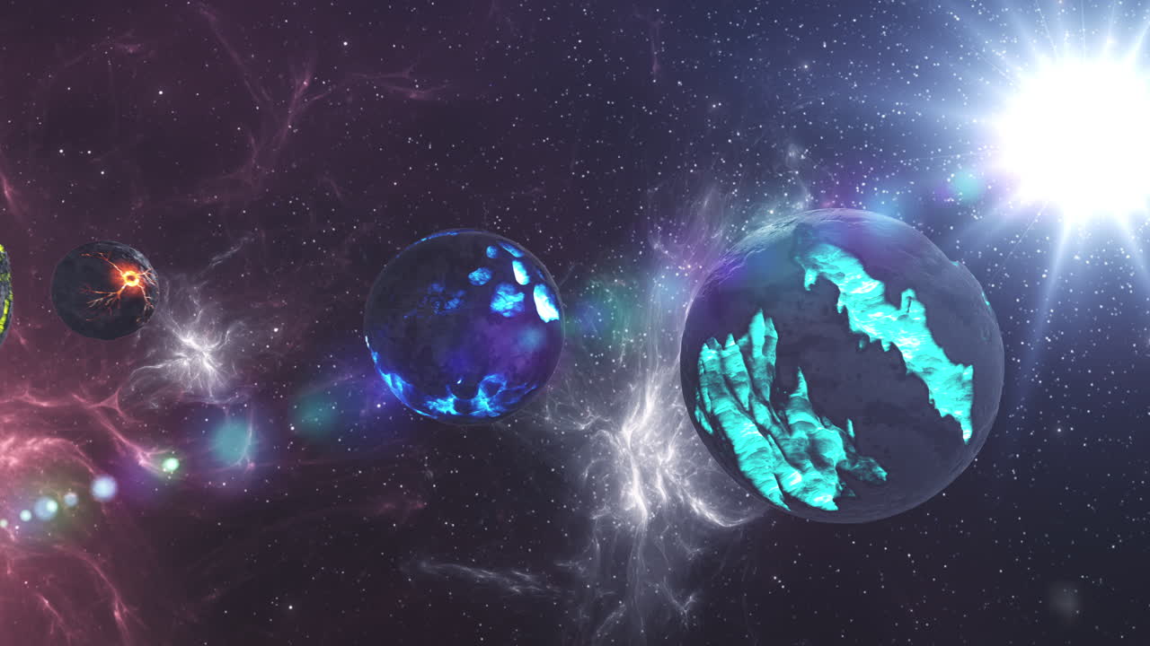 planetas alienígenas en una nebulosa