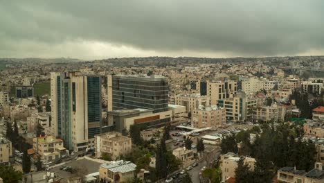 Amman,-Jordan-on-an-overcast-and-rainy-day---high-view-time-lapse