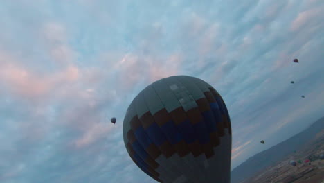 hot air balloons in goreme national park, cappadocia, turkey - drone fpv