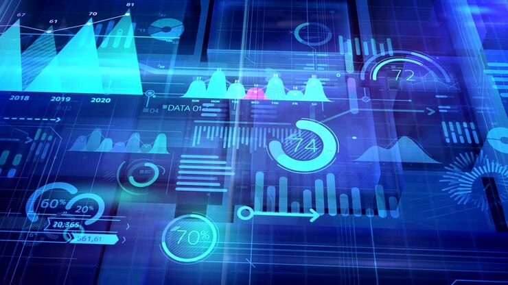 Colored background with animated abstract infographic data.