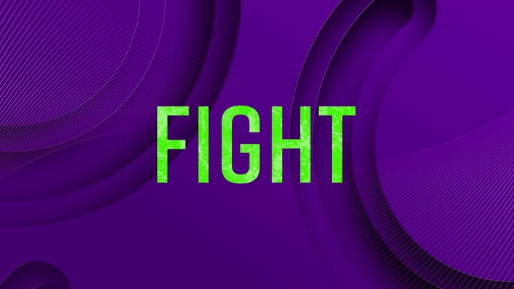 Animazione del testo 'fight' su forme
