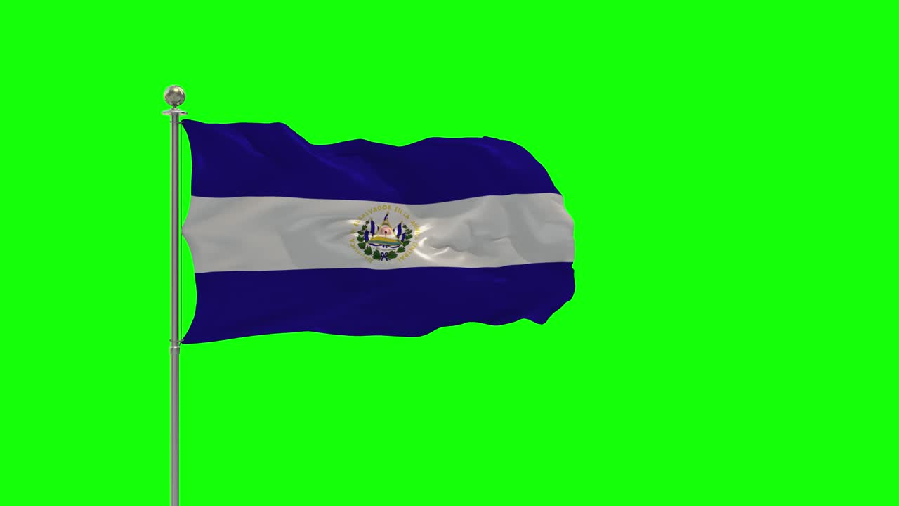 el salvador ilustración 3d de la bandera ondeando en un poste con croma