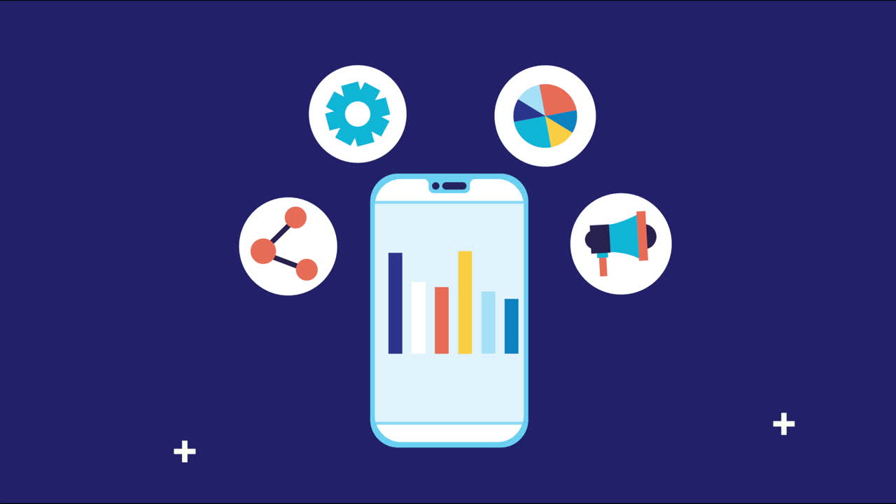 smartphone with business set icons