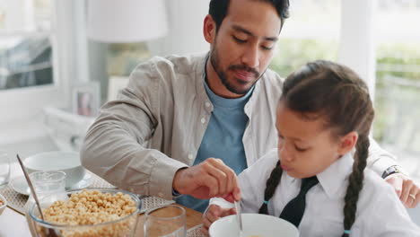 Frühstück,-Müsli-Und-Morgen-Mit-Der-Familie-Am-Tisch