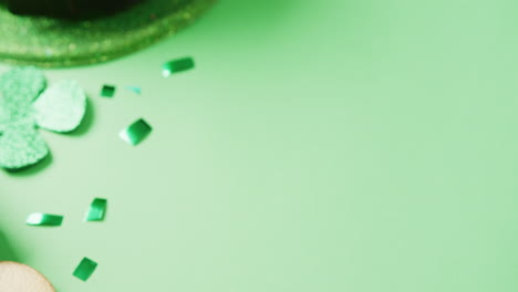 video del sombrero verde de san patricio con espacio de copia en fondo verde