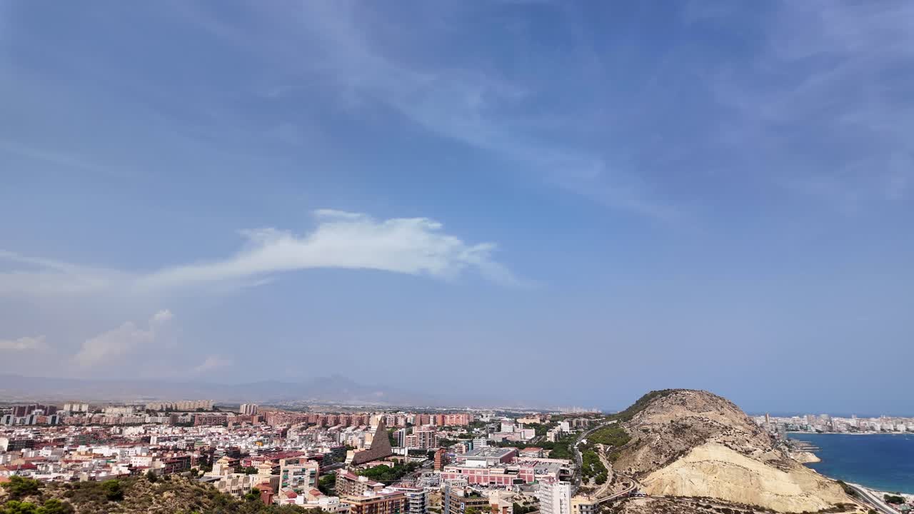 Alicante city skyline viewpoint in Spain Spanish Costa Blanca Mediterranean Sea