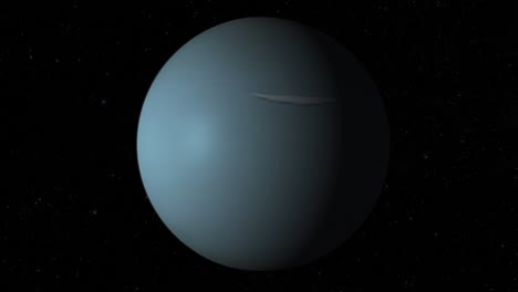 CGI-Komposit:-Planet-Uranus-Rotiert,-Mittlere-Aufnahme,-Halb-Beleuchtet-Mit-Sternenklarem-Hintergrund