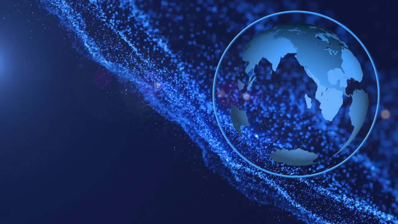 Animation of globe with blue glowing network of connections