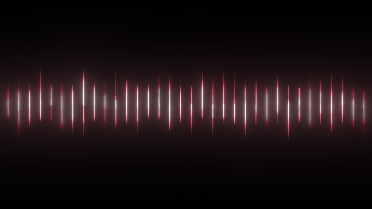 Red Audio Waveform Glowing Equalizer Graphic Rippling Up and Down Rapidly in Time with Music, Voice Over, Sound Effects. Use Add or Screen Modes to Remove Black Background.