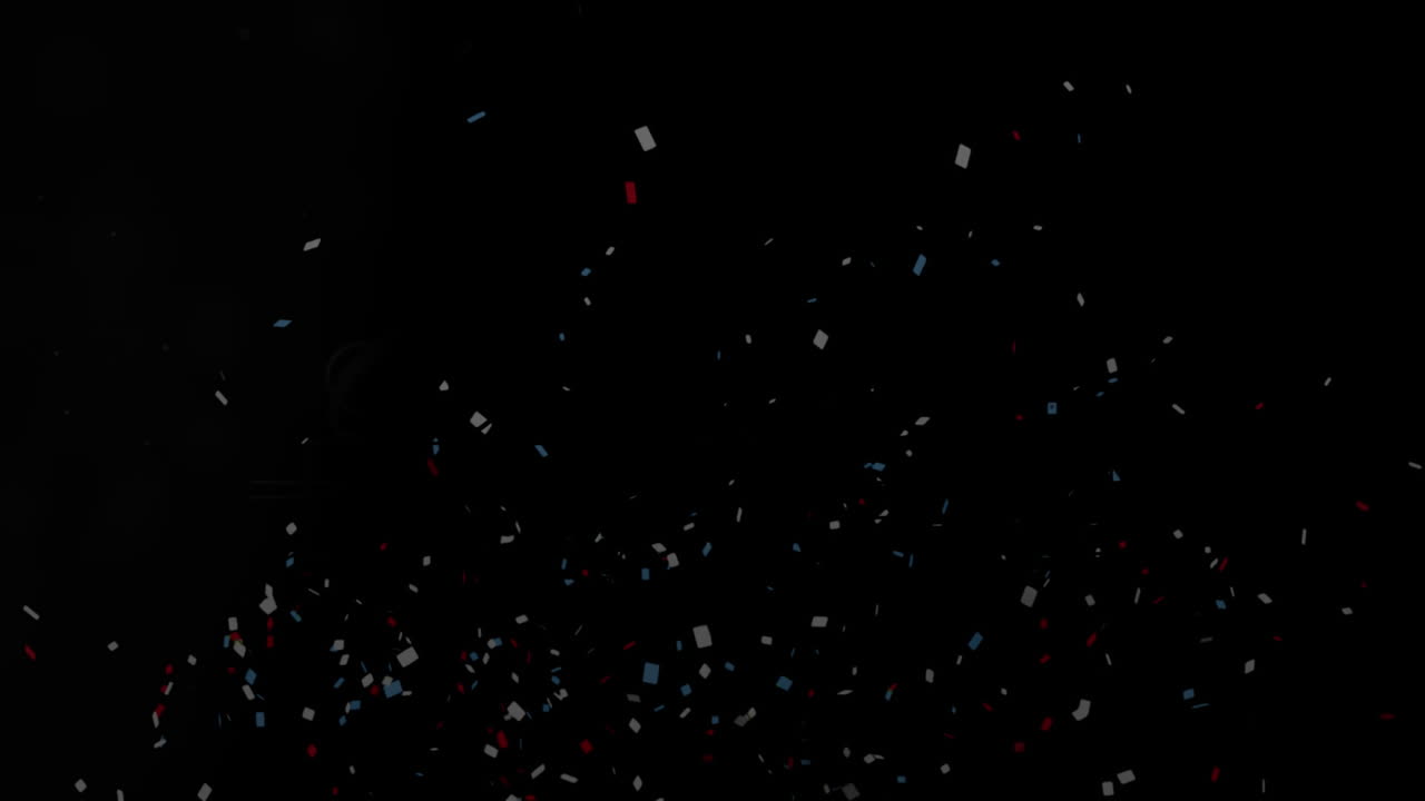 animación de confeti cayendo sobre el estandarte de texto de navidad contra un fondo negro
