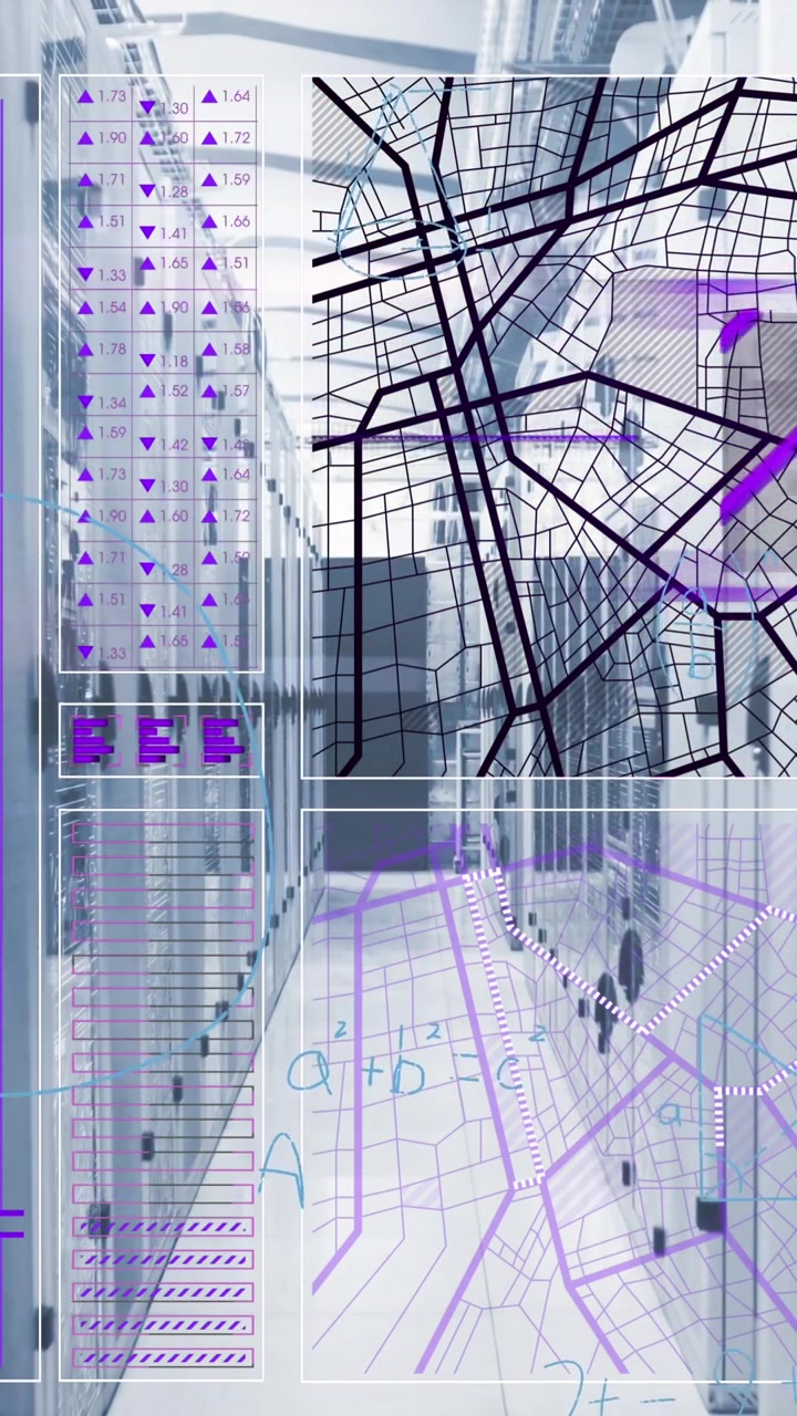 Animation of connections and data processing over computer servers