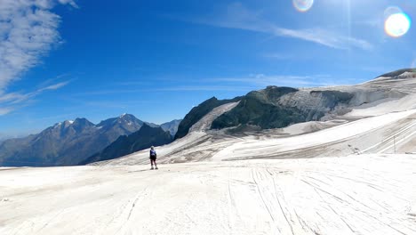 pov of skier on the slopes of the slalom training of the swiss ski school les crosets in switzerland.