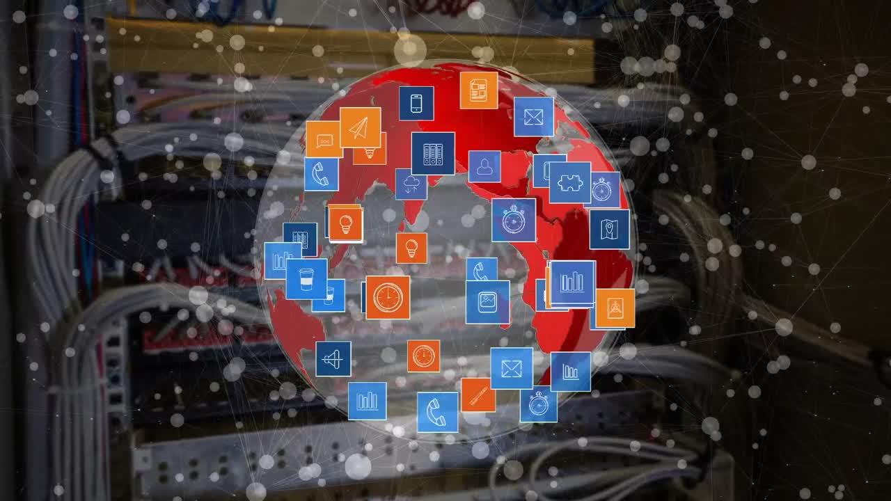 iconos de globos y aplicaciones digitales