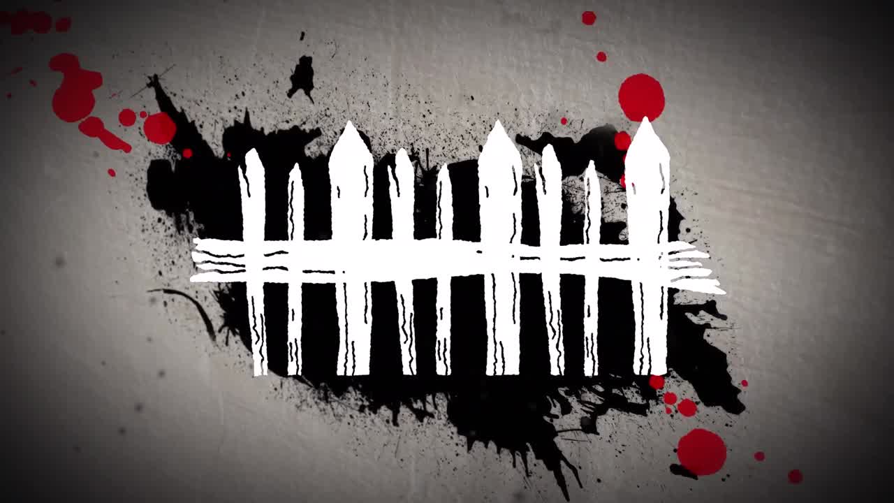 빨간 반점 위의 줄무 ⁇  위의  ⁇ 스 애니메이션 회색 배경