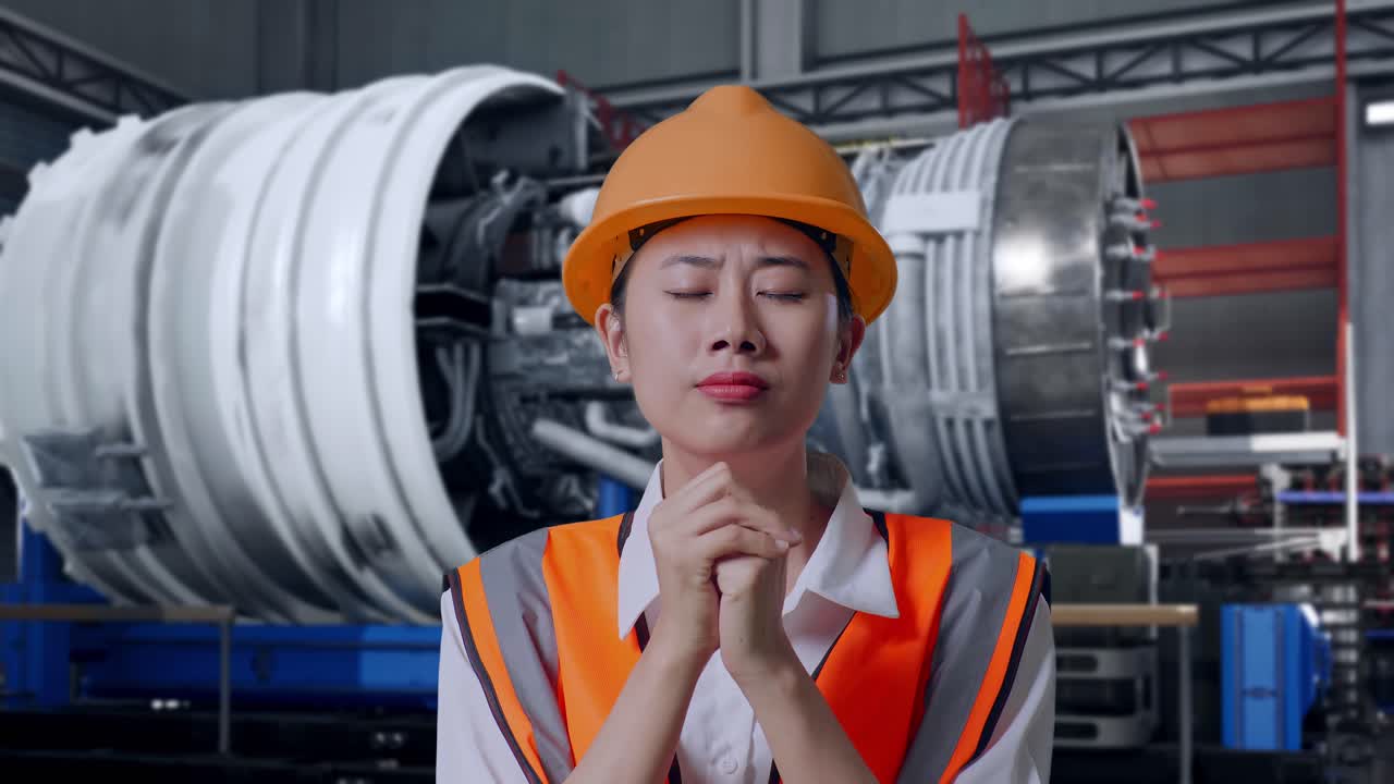공장에서 걱정하는 엔지니어