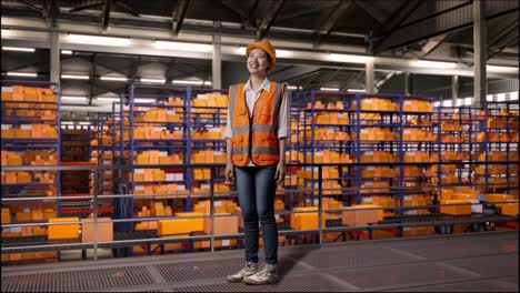 female warehouse worker in a modern facility