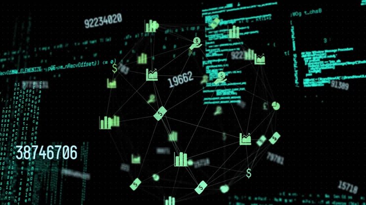 Анимация обработки данных в сети соединений