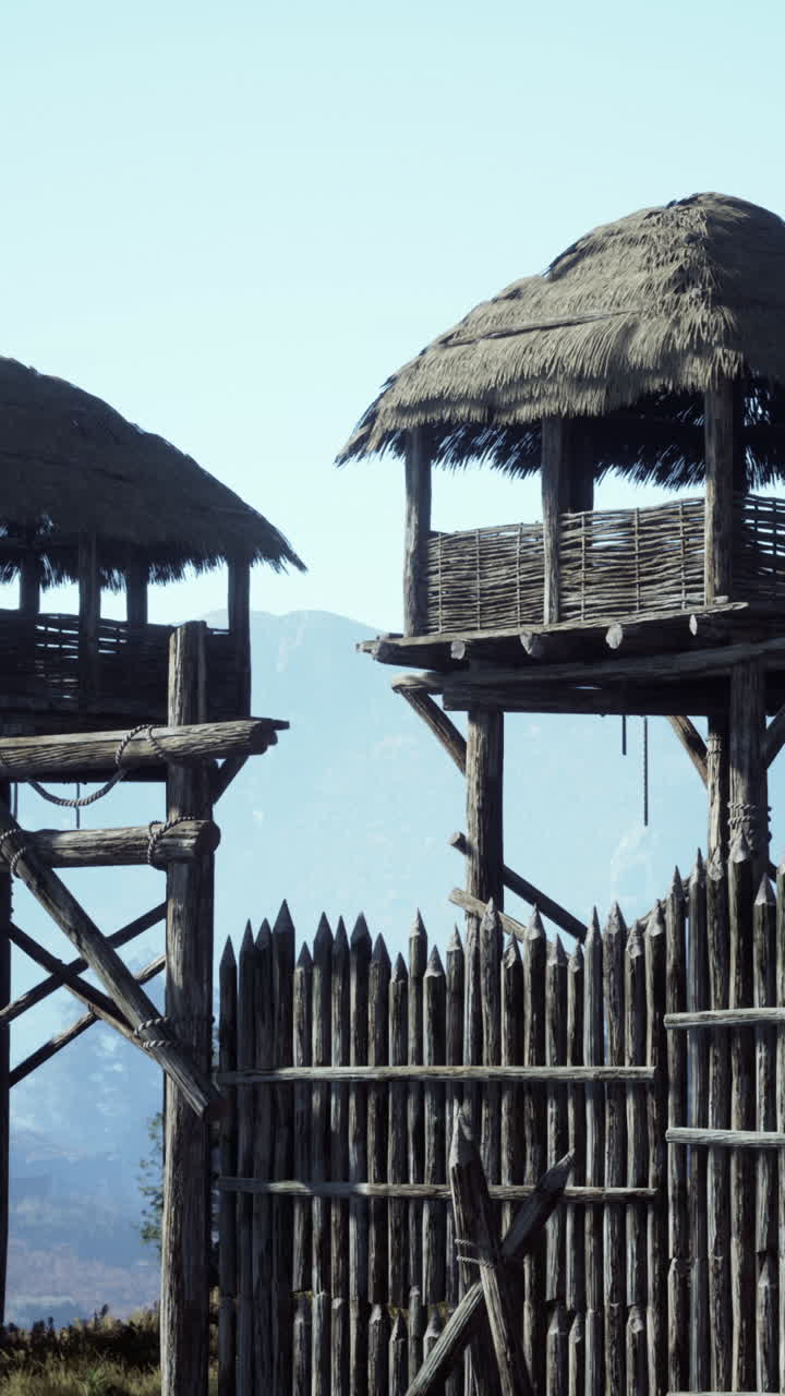 감시탑 이 있는 고대 마을 입구