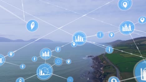 Animation-of-network-of-connections-over-landscape