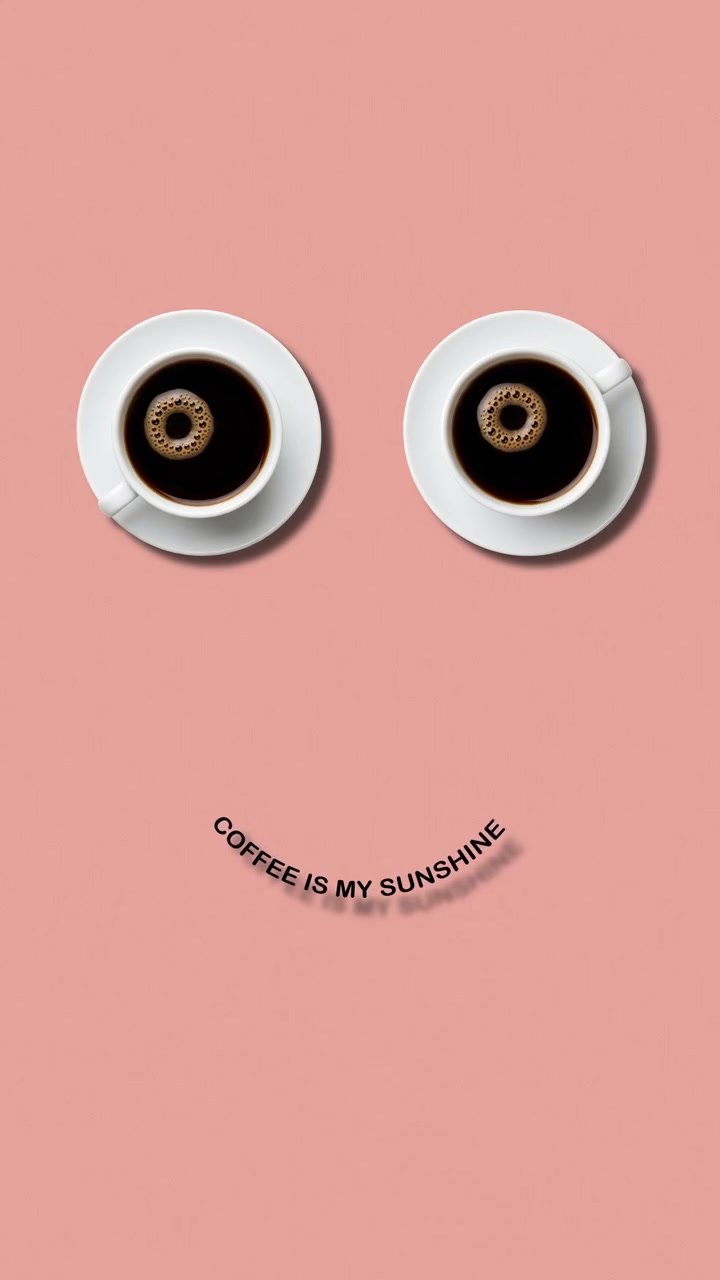 Tazze da caffè animate che formano occhi con un'espressione sorridente per la promozione della Giornata Internazionale del Caffè.