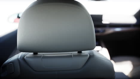 close-up of a car headrest